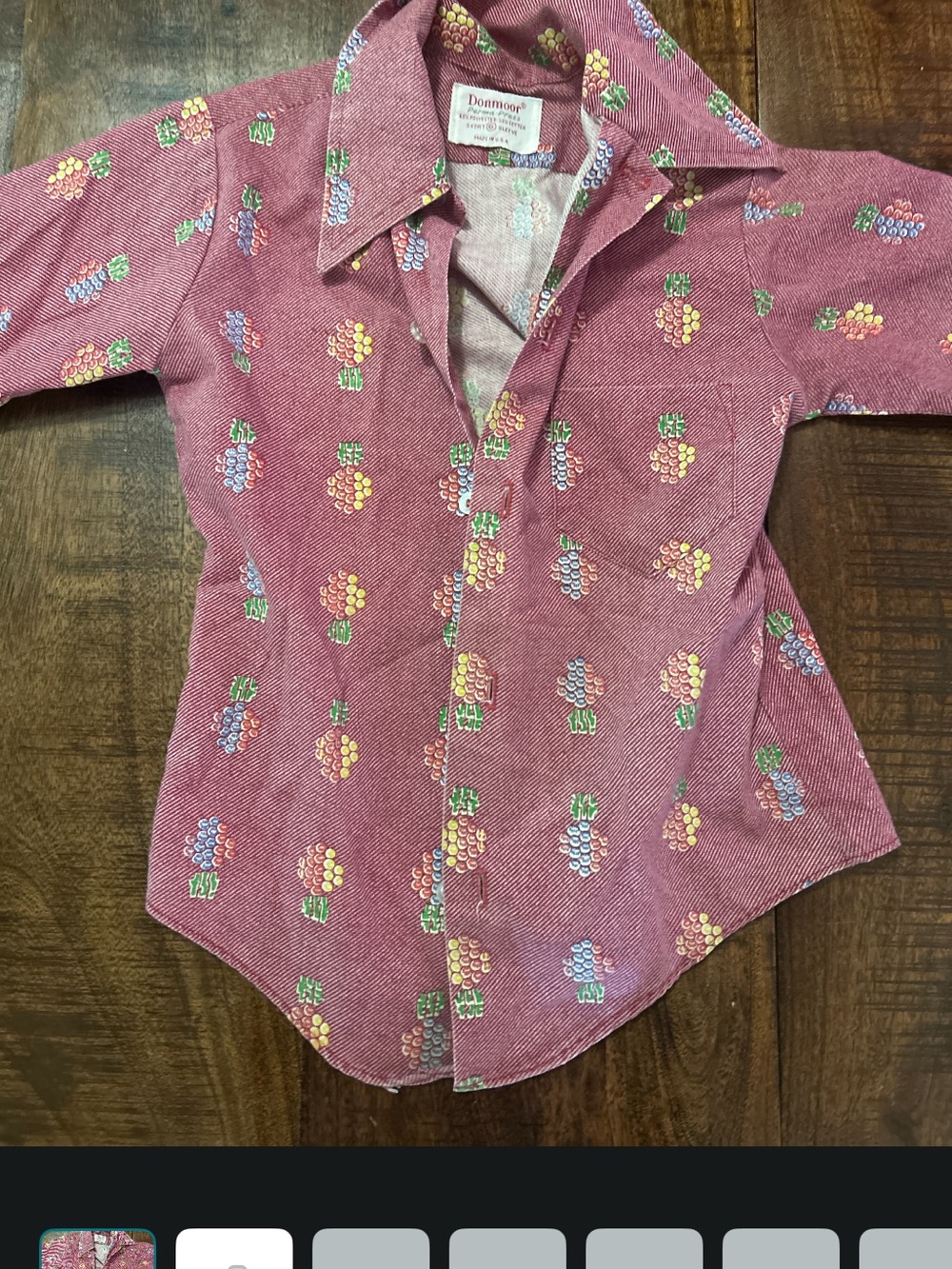 Raspberry Pink Button-Down Shirt with Grape Print